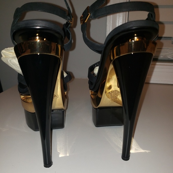 Like New Versace Gold & Black Platforms - Picture 4 of 6